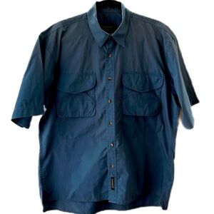 Timberland WeatherGear Safari buttons down Short Sleeves Blue Shirt Size L
